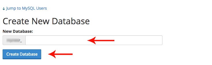 در کادر New Database اسم پایگاه داده خود را وارد کنید و بر روی دکمه Create database کلیک کنید.