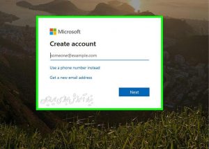 ایجاد یک حساب کاربری در مایکروسافت